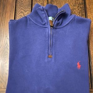 Polo half zip long sleeve cotton sweater